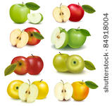 set of red and green apple...
