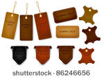 big set of leather labels and...