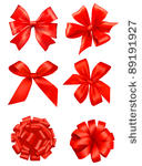 big set of red gift bows with...