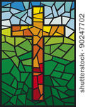 vector stained glass cross ...