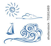 boat waves  clouds and sun....