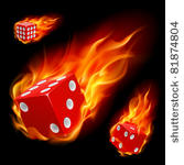 dice in fire. illustration on...