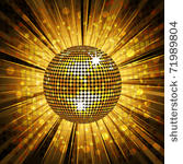 sparkling gold disco ball on...