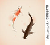 yin yang koi fishes in oriental ...
