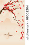 oriental style painting  plum...