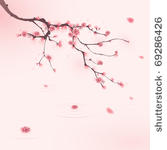 oriental style painting  cherry ...
