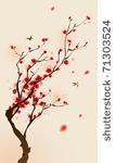 oriental style painting  plum...