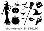 halloween silhouette icons a...