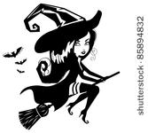 cute witch silhouette an...