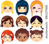 set of nine facial expressions...