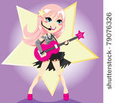 rock star girl with pink hair...