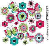 seamless flowers and butterflies