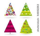 four christmas tree in vector...