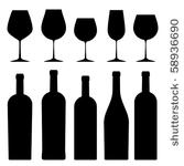 silhouettes of wineglasses and...