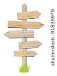 wooden sign.
