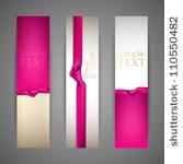set of banners with pink ribbons