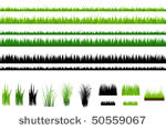 set of grass  green and outline ...