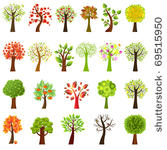 collection of trees  isolated...
