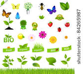eco set with nature icons ...