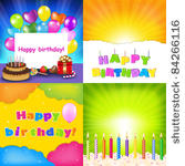 happy birthday card set  vector ...