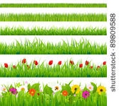 big grass and flower set ...