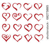 set of sixteen icons of hearts