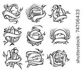 set of different food banners