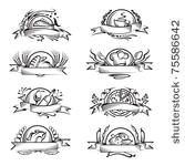 set of different food banners