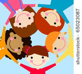 group of playing children hand...