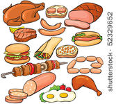 meat products icon set