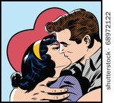 pop art kissing couple