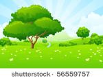 tree landscape with blue sky...