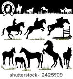 horse silhouettes   vector....