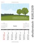 june. 2012 calendar. serif font....