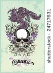 vector skull with floral...