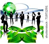 business people team with globe