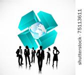 business people team with globe