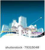 city vector background with...