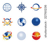 set of globe navigation icons