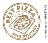 grunge rubber stamp with pizza...