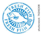 grunge rubber stamp with fish...