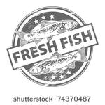 grunge rubber stamp with fish...
