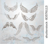 wings set.  hand drawn...