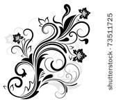 black and white floral design...