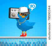 funny hip hop style blue bird...