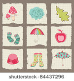 autumn cute elements on torn...