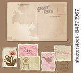 vintage postcard and postage...