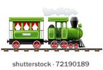 green retro locomotive with...