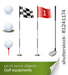 set of golf equipment vector...