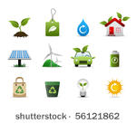 green environment icon set...
